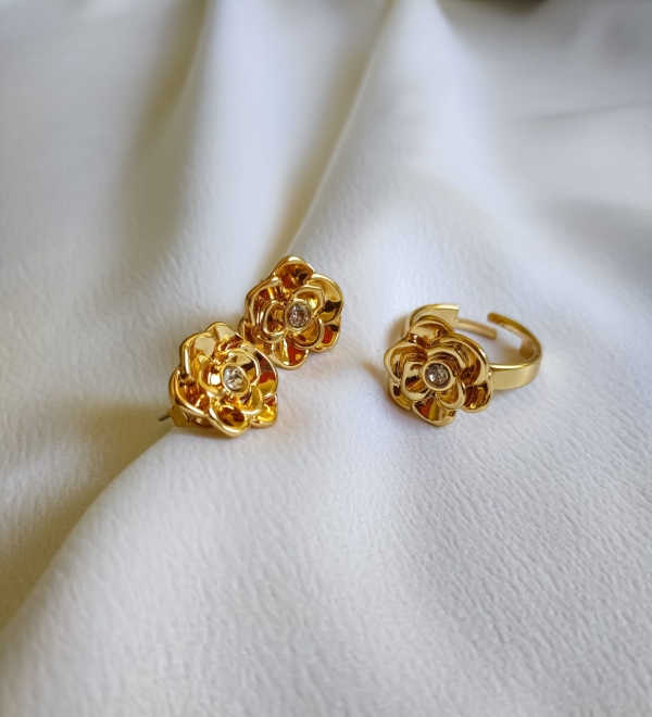 Conjunto de flores dourado - Image 2