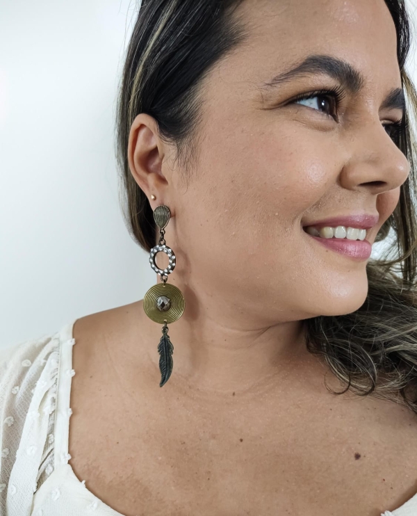 Brinco Boho longo pena - Imagem 2