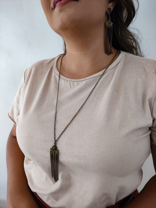 Colar Boho longo de correntes - Imagem 3
