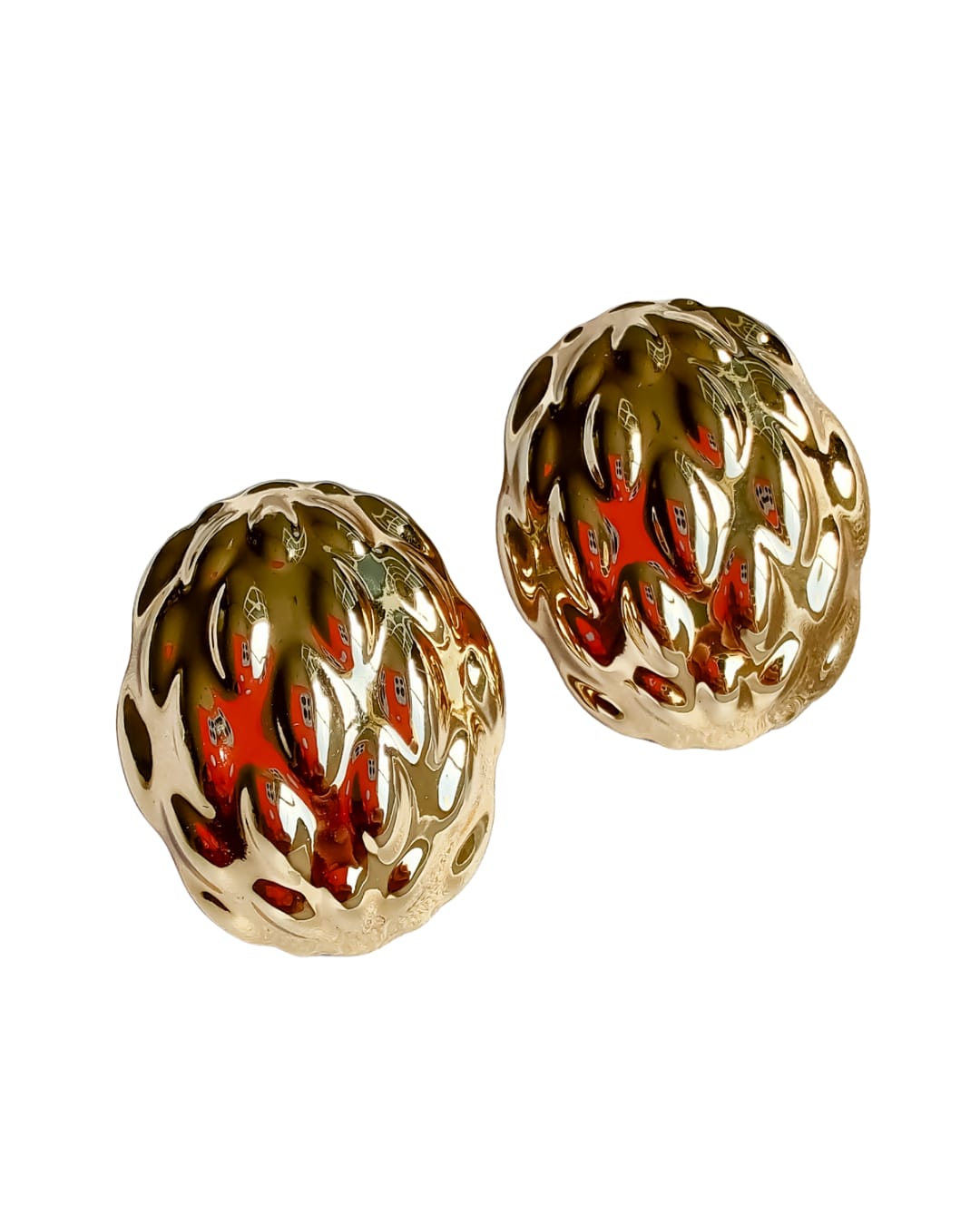 Brinco oval dourado texturizado - Imagem 3